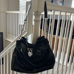 Elegant Michael Kors Patent Croc-Embossed Shoulder Bag